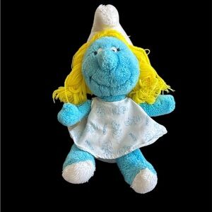 🍀1981 SMURFETTE Blue and Yellow Plush Stuffed Animal